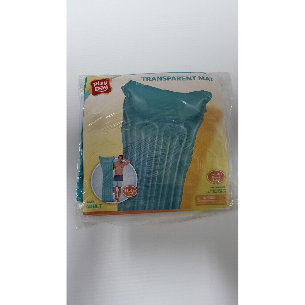 Play Day Transparent Inflatable Pool Float Mat Adult Size 69x33.5 - Picture 3 of 6